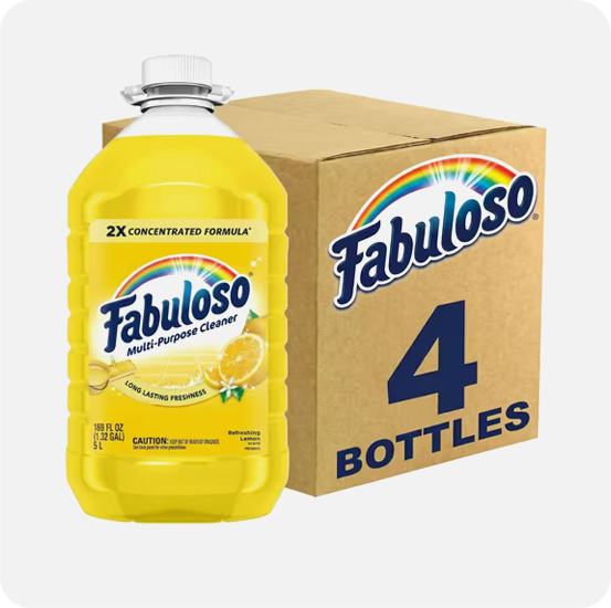 FABULOSO LEMON– 4 BOTTLES-128 0Z -1 GALLON